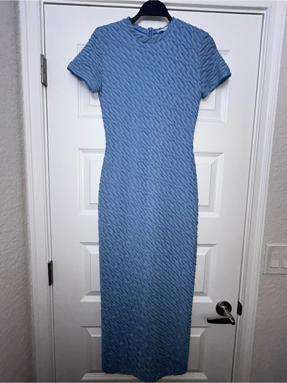 Amanda Uprichard Short Sleeve Textured Bodycon Maxi Dress